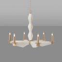 John Richard - Sculptural Alabaster and Brass Six-Light Chandelier